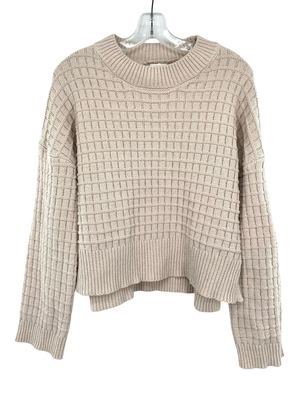 New In by Very J Oatmeal Textured Grid Knit Sweater Size Small